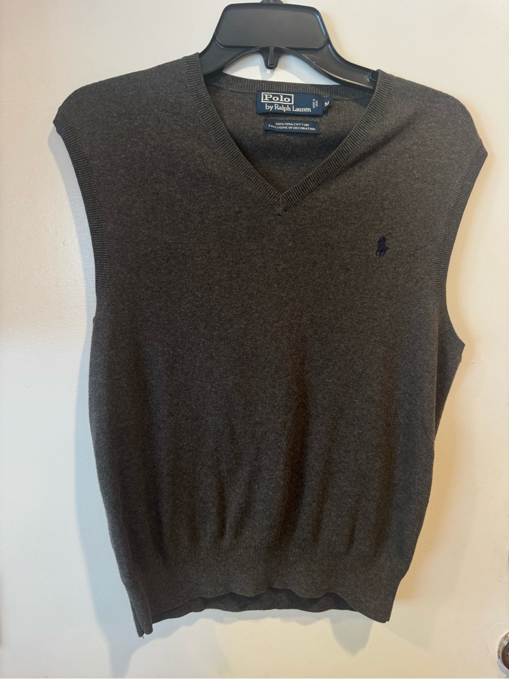 Polo by Ralph Lauren Men's Dark Charcoal V-Neck Sweater Vest